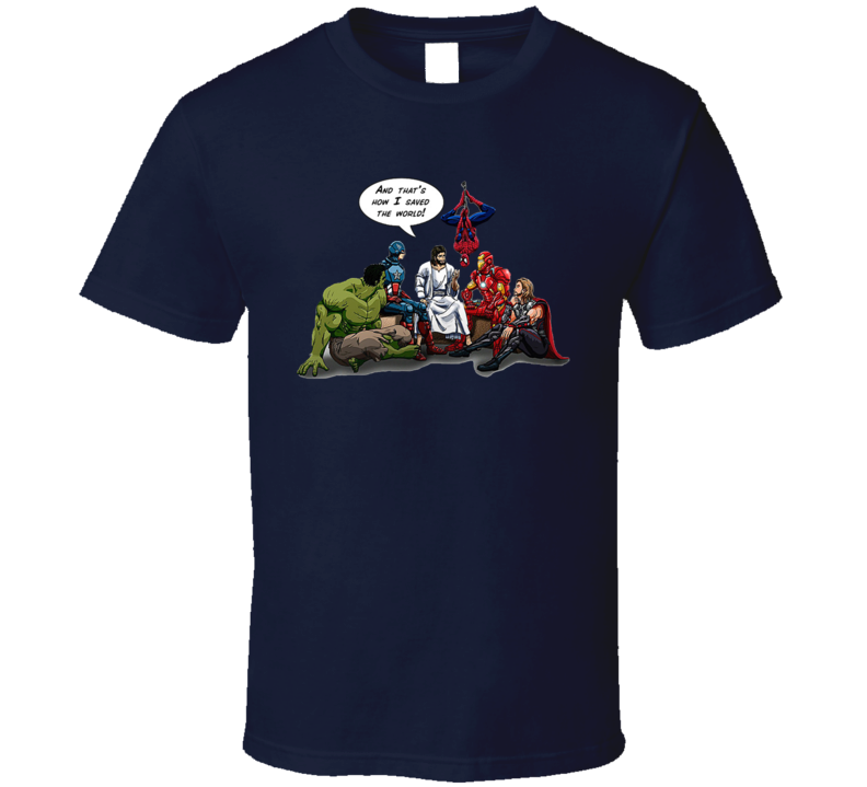 Jesus Superheroes And Thats How I Saved The World Comic Funny Christmas T Shirt