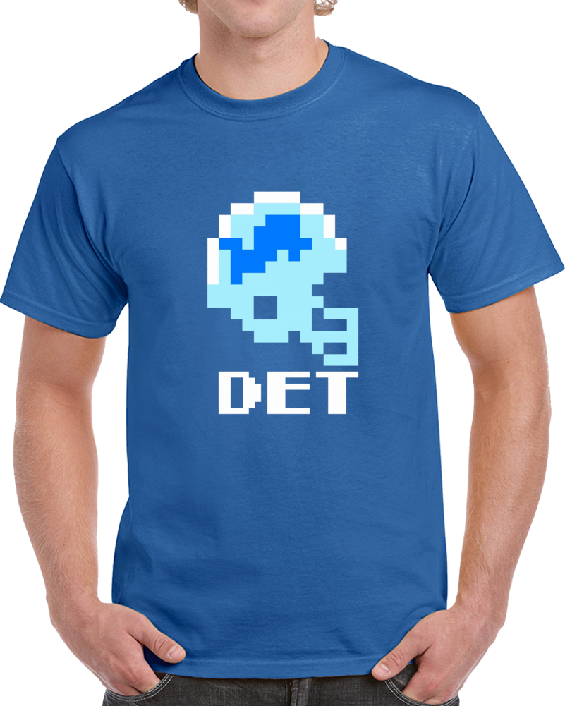 Tecmo Bowl Detroit Nintendo 6-bit Helmet Video Game Football T Shirt