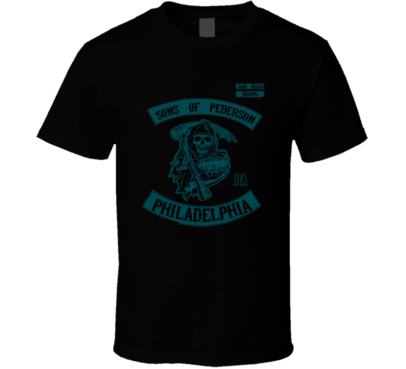 Sons Of Pederson Philadelphia SOA Style Patch Football T Shirt Sons Of Pederson Philadelphia SOA Style Patch Football T Shirt