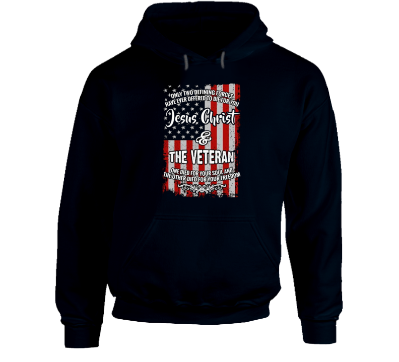 Jesus And The Veteran American Flag Patriotic American Alstyle Hoodie