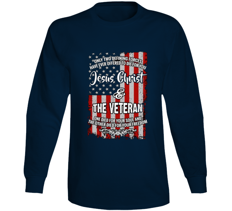 Jesus And The Veteran American Flag Patriotic American Alstyle Long Sleeve