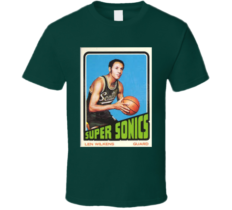 Lenny Wilkins Hof Seattle Retro Vintage Basketball Card T Shirt