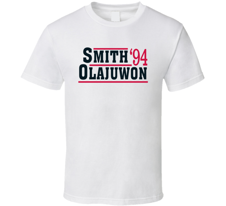 Hakeem Olajuwan Kenny Smith 1994 Houston Campaign Basketball T Shirt Hakeem Olajuwan Kenny Smith 1994 Houston Campaign Basketball T Shirt