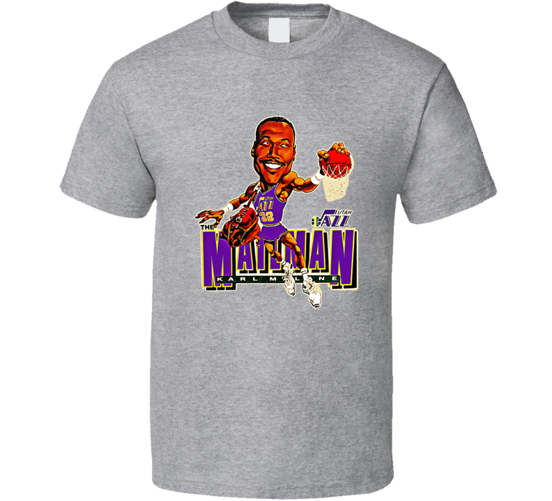 Karl Malone Utah Basketball Vintage Retro Caricature T Shirt Karl Malone Utah Basketball Vintage Retro Caricature T Shirt