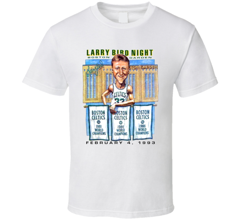 Vintage Larry Bird Night Celtics Boston Gardens Caricature T Shirt