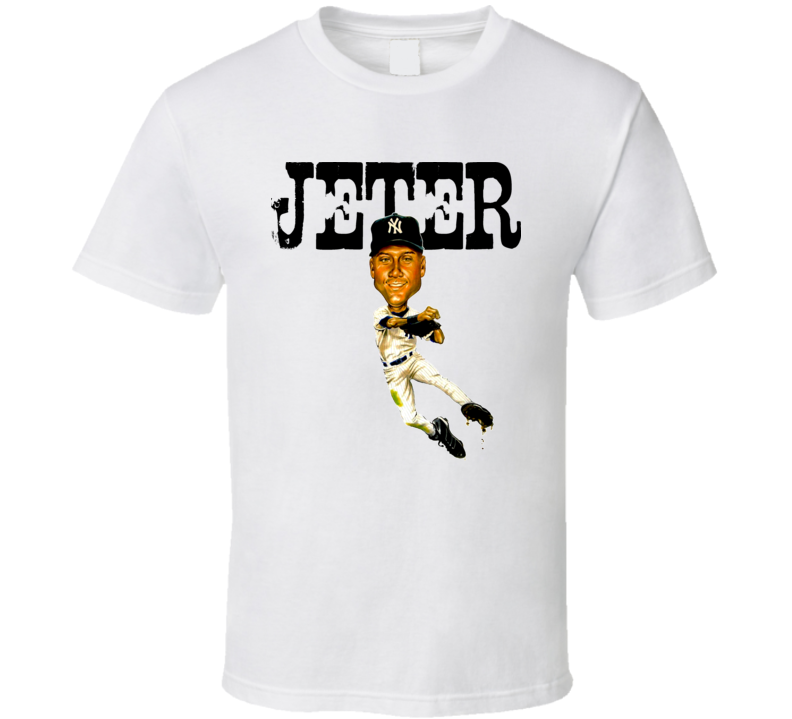 Derek Jeter New York Baseball Caricature Vintage T Shirt